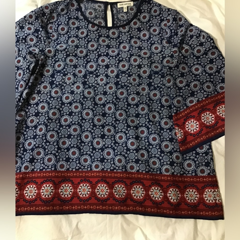 Women’s size large faith and joy top/blouse